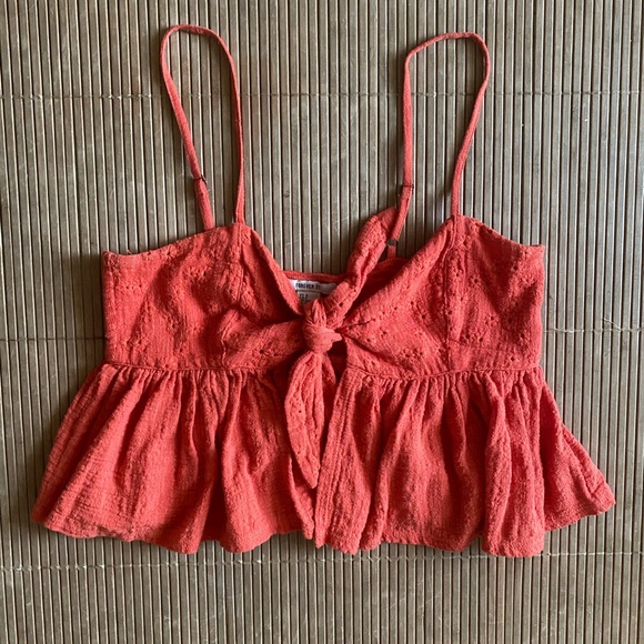 Forever 21 Tops - Peach Eyelet Crop Top
